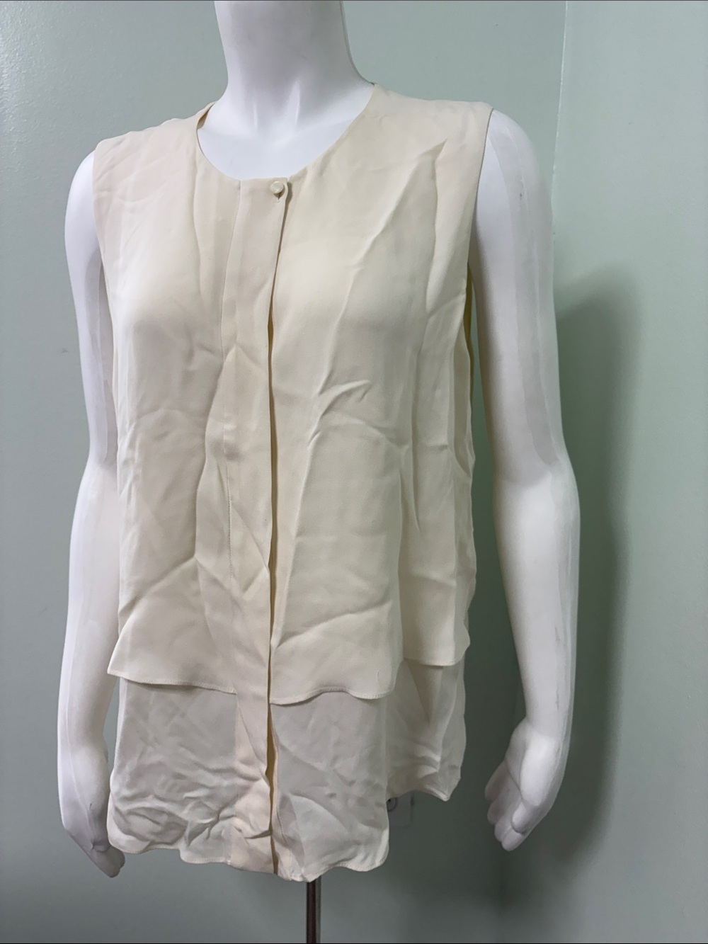 Theory Cream Silk Layered Tank Large